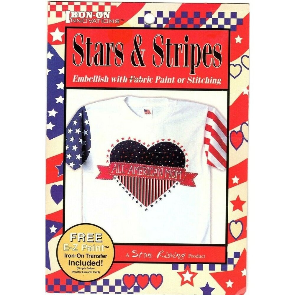 All-American Mom Iron-On Transfer Stars & Stripes T-Shirt Design